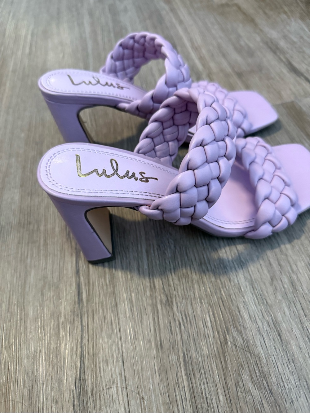 Lulu's Lavender Braided Slide Heels